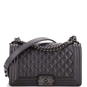 Chanel Old Medium So Black Boy Flap Bag Quilted Caviar